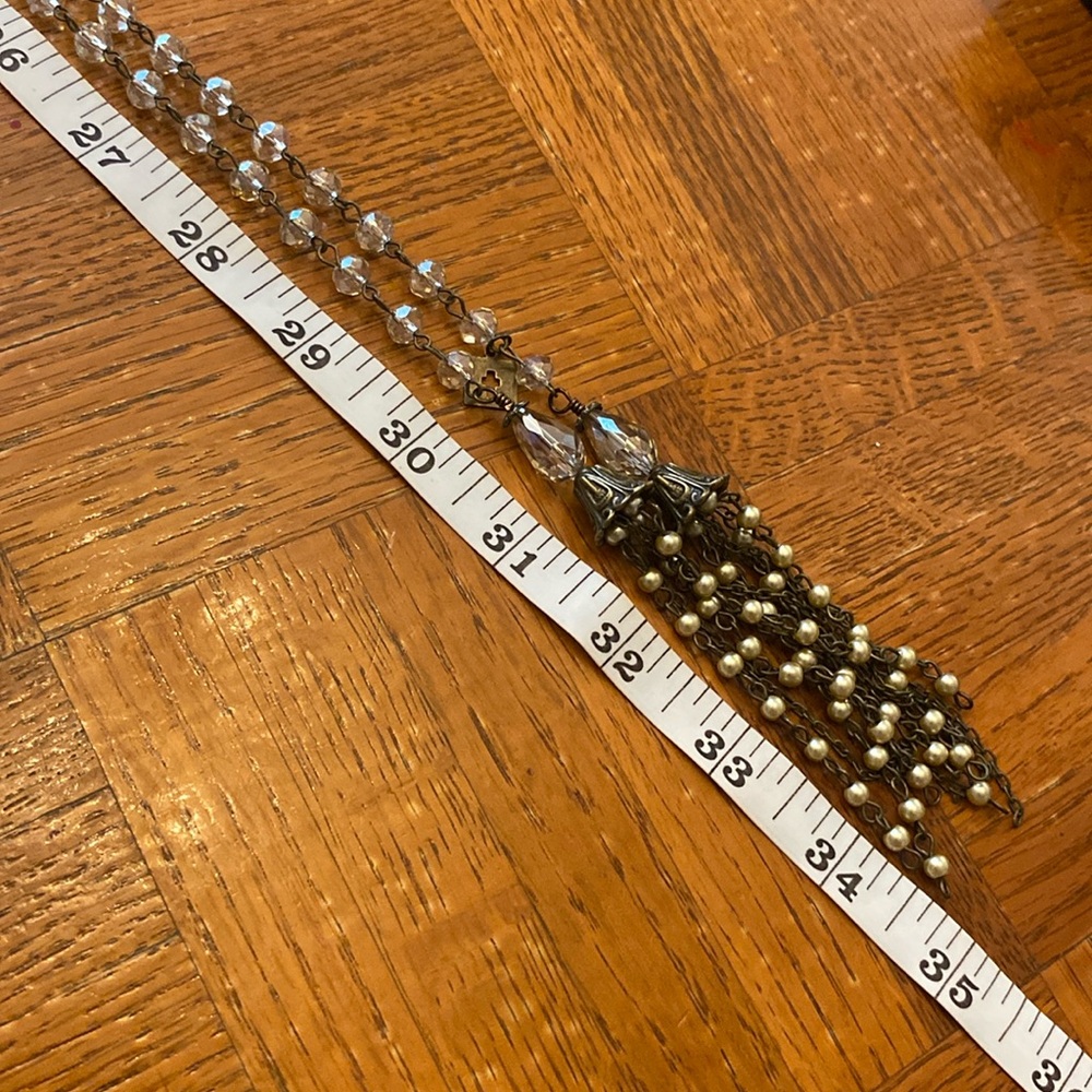 Czech glass + Swarovski Crystal cincture w/ traditional beaded tassels - Picture 14 of 16